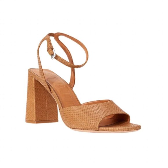 NWT STAUD Solange Tan Snakeskin Heels Size 39 - Picture 1 of 12
